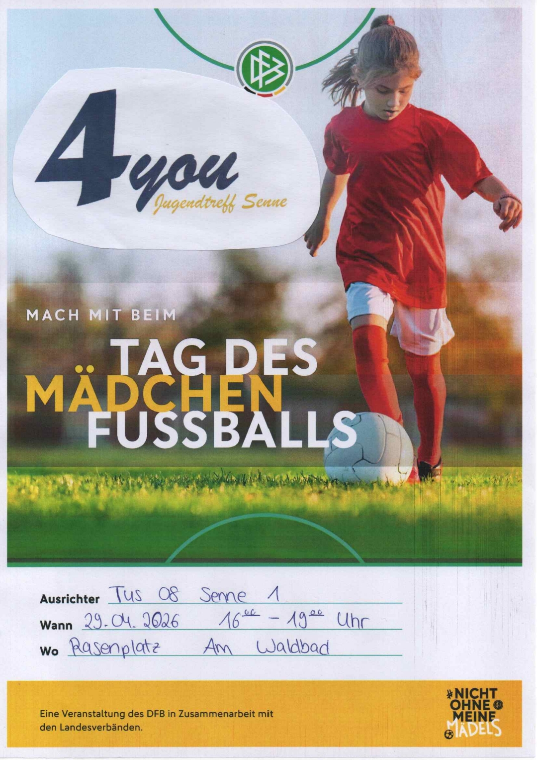 Tag des Mädchenfußballs am 29.04. beim TuS 08 Senne I e.V.